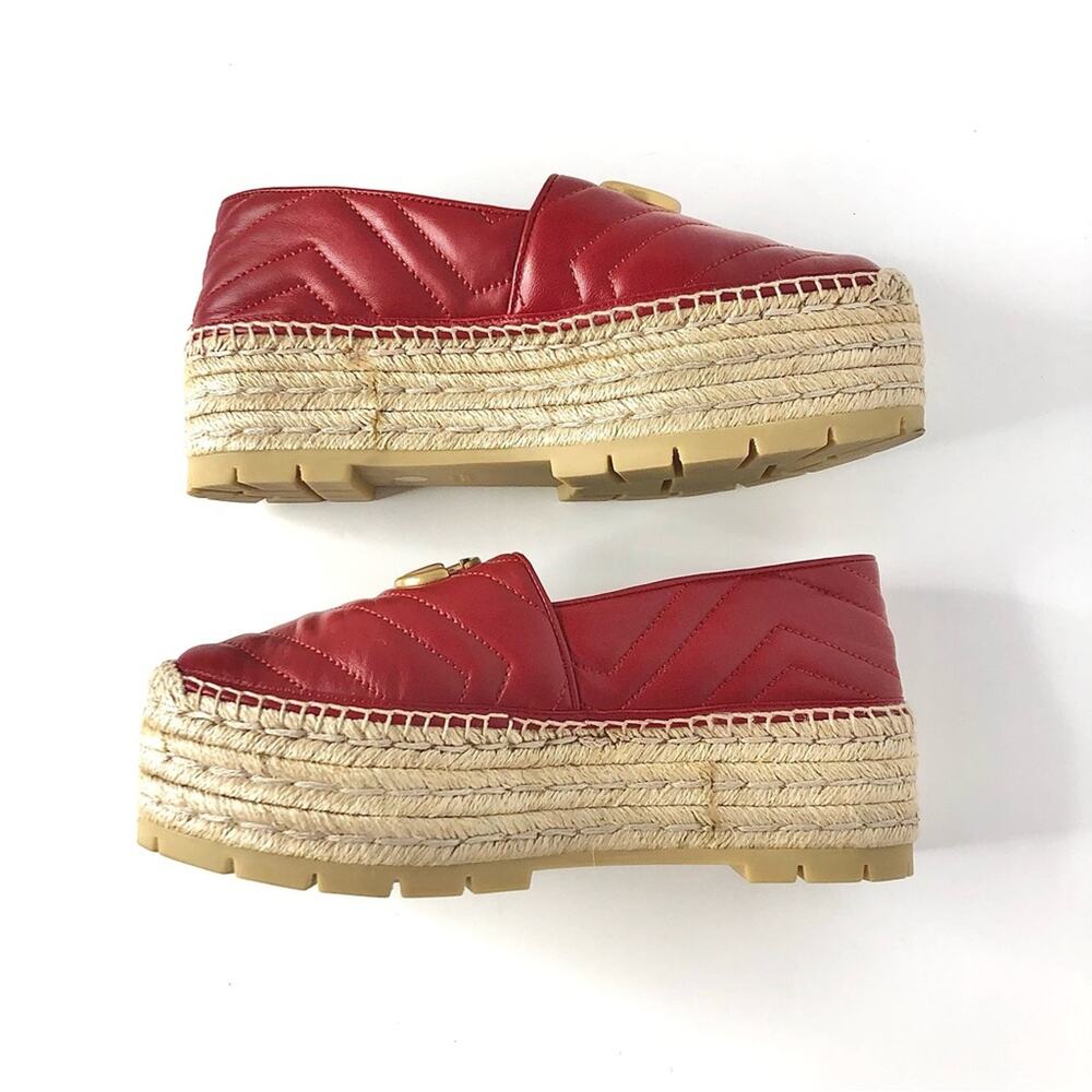 Gucci GG Marmont Charlotte Quilted Matelassé Platform Espadrille 38 - Picture 5 of 7